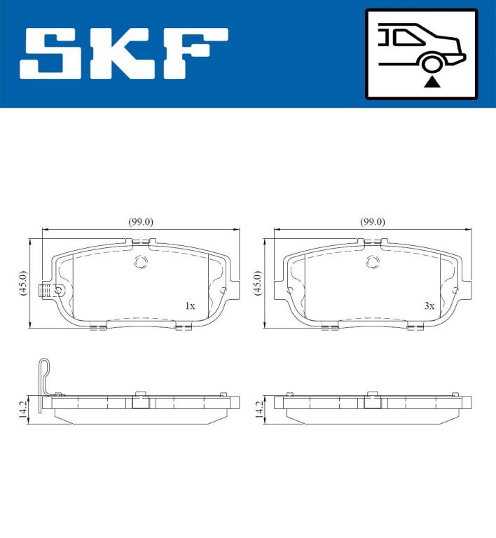Jogo de 4 pastilhas de travão SKF ref. VKBP 91092 A